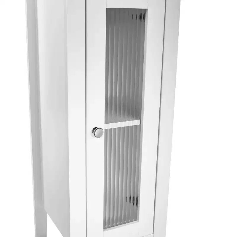 Armadietto e Organizer Salvaspazio da Bagno e Lavanderia Stretto a Porta Singola con Ripiani Regolabili - Bianco