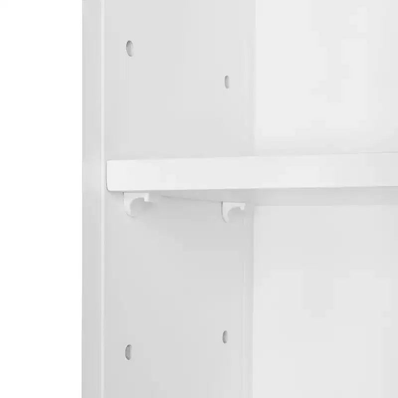 Mobile alto da bagno con cassetto, anta in vetro e ripiani, per biancheria e altro – Bianco