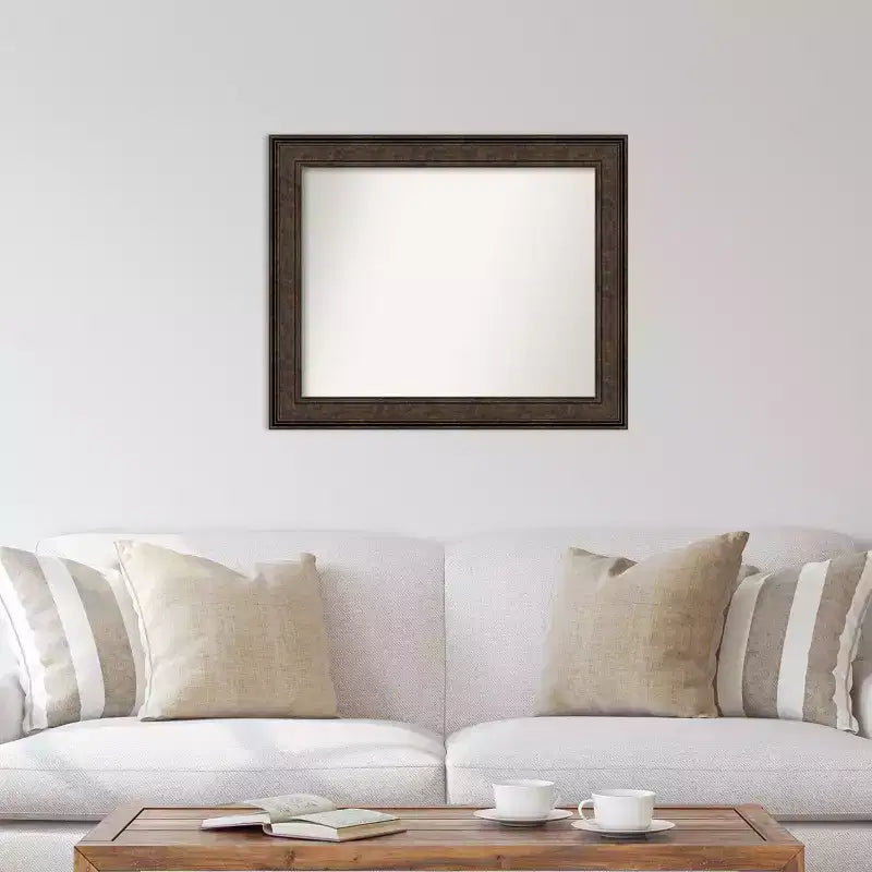 Specchio da parete rettangolare 34"x28" in bronzo, con cornice in polistirolo non smussata, stile moderno