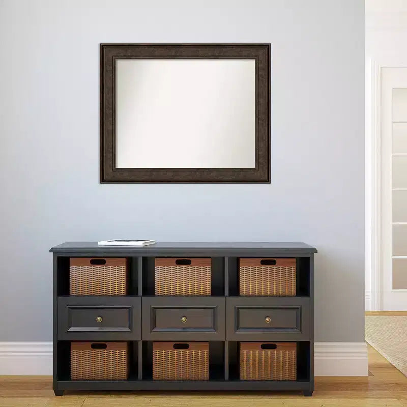 Specchio da parete rettangolare 34"x28" in bronzo, con cornice in polistirolo non smussata, stile moderno