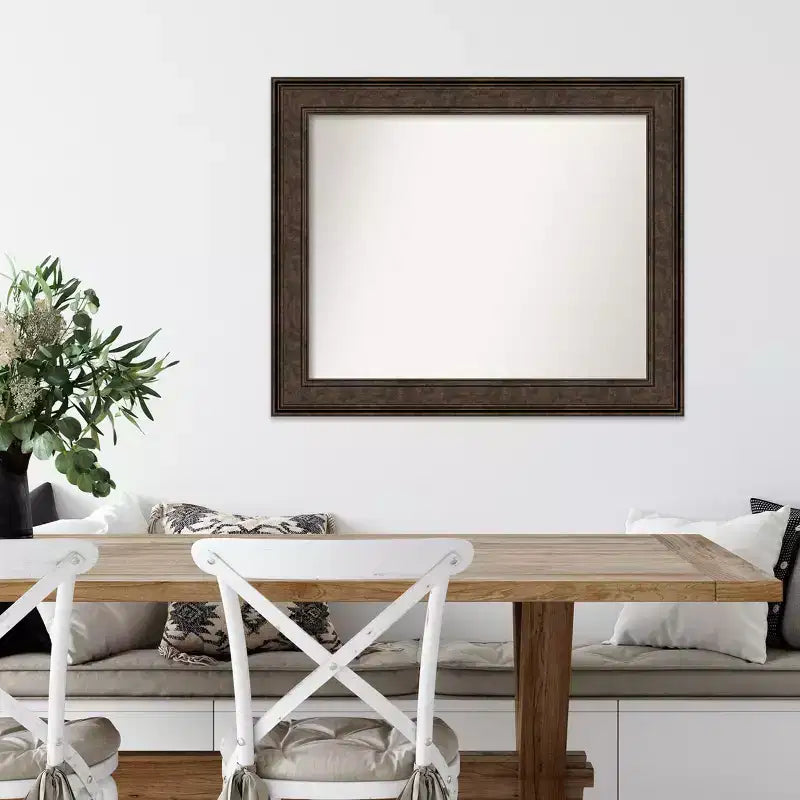Specchio da parete rettangolare 34"x28" in bronzo, con cornice in polistirolo non smussata, stile moderno