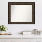 Specchio da parete rettangolare 34"x28" in bronzo, con cornice in polistirolo non smussata, stile moderno