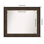 Specchio da parete rettangolare 34"x28" in bronzo, con cornice in polistirolo non smussata, stile moderno