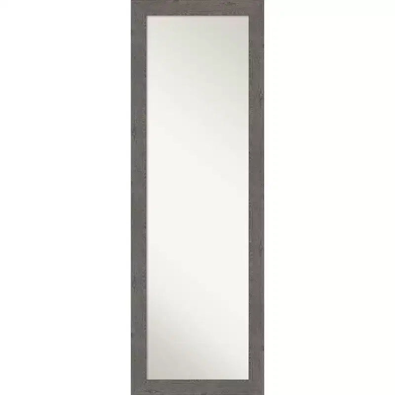 18" x 52" Non-Beveled Rustic Plank Gray Narrow Full Length on The Door Mirror - Amanti Art