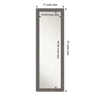 Specchio a figura intera per porta, stretto, 18" x 52", non smussato, rustico, effetto plancia, grigio
