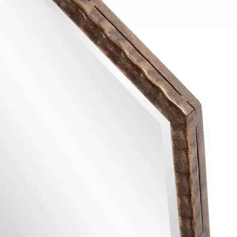 Specchio da Parete e Accento Ottagonale 28"x28": Oro Antico, Cornice in Ferro, Pronto da Appendere
