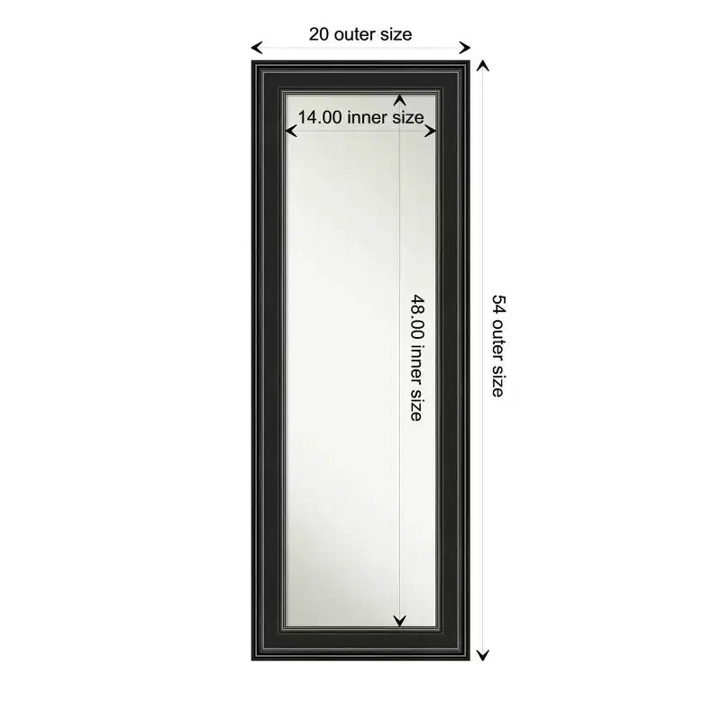 Specchio a figura intera nero 20"x54" con bordo non smussato da appendere alla porta -: Sopraporta, nessun assemblaggio richiesto