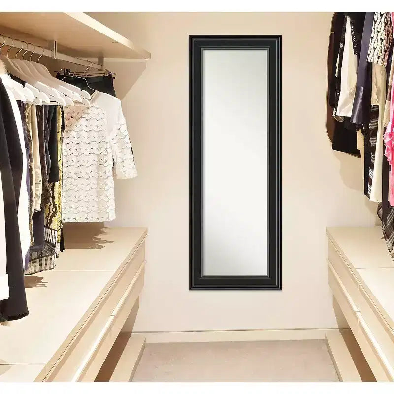 Specchio a figura intera nero 20"x54" con bordo non smussato da appendere alla porta -: Sopraporta, nessun assemblaggio richiesto