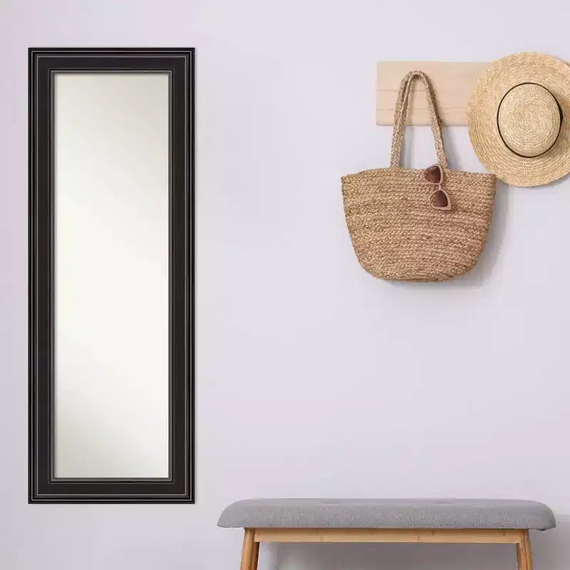 Specchio a figura intera nero 20"x54" con bordo non smussato da appendere alla porta -: Sopraporta, nessun assemblaggio richiesto