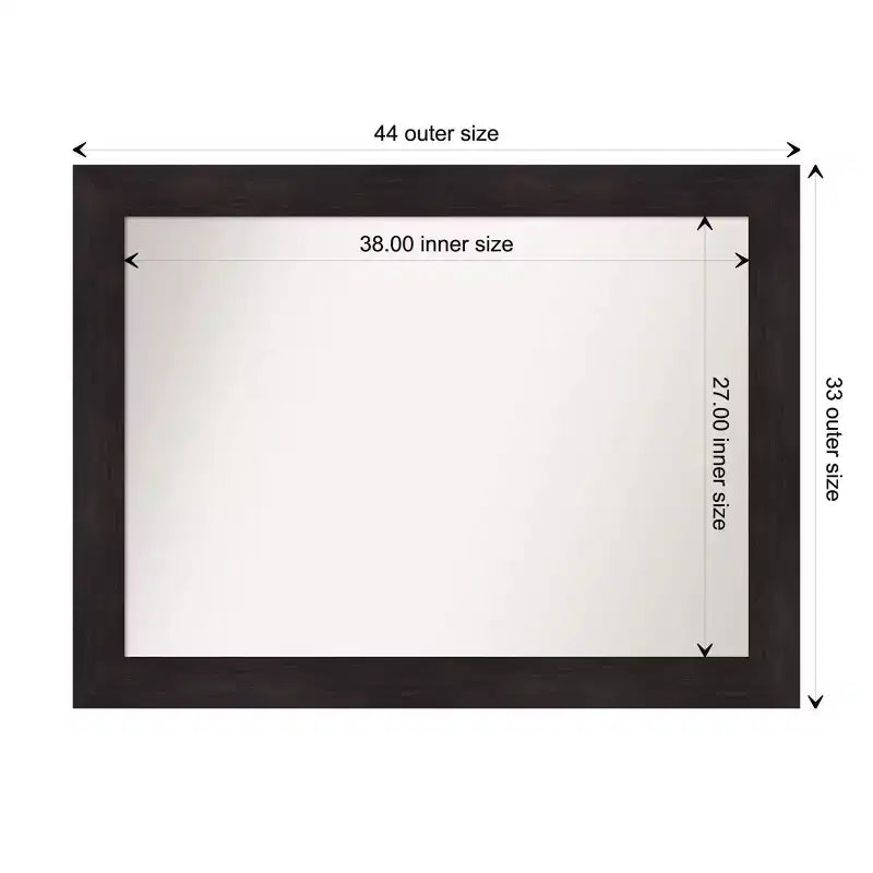 Specchio da parete espresso non smussato da 44"x33": Arredamento moderno, hardware di montaggio incluso
