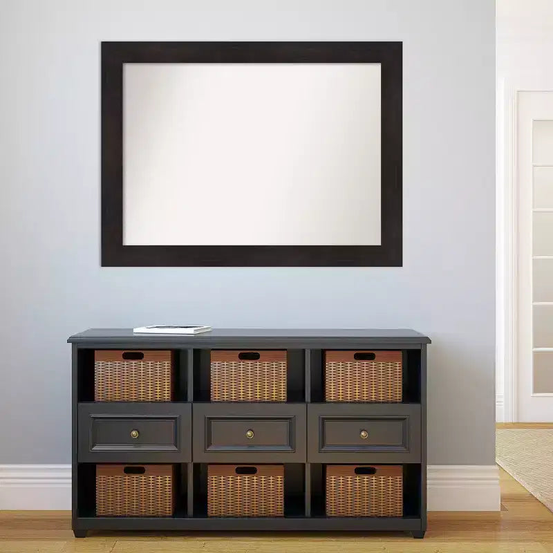 Specchio da parete espresso non smussato da 44"x33": Arredamento moderno, hardware di montaggio incluso