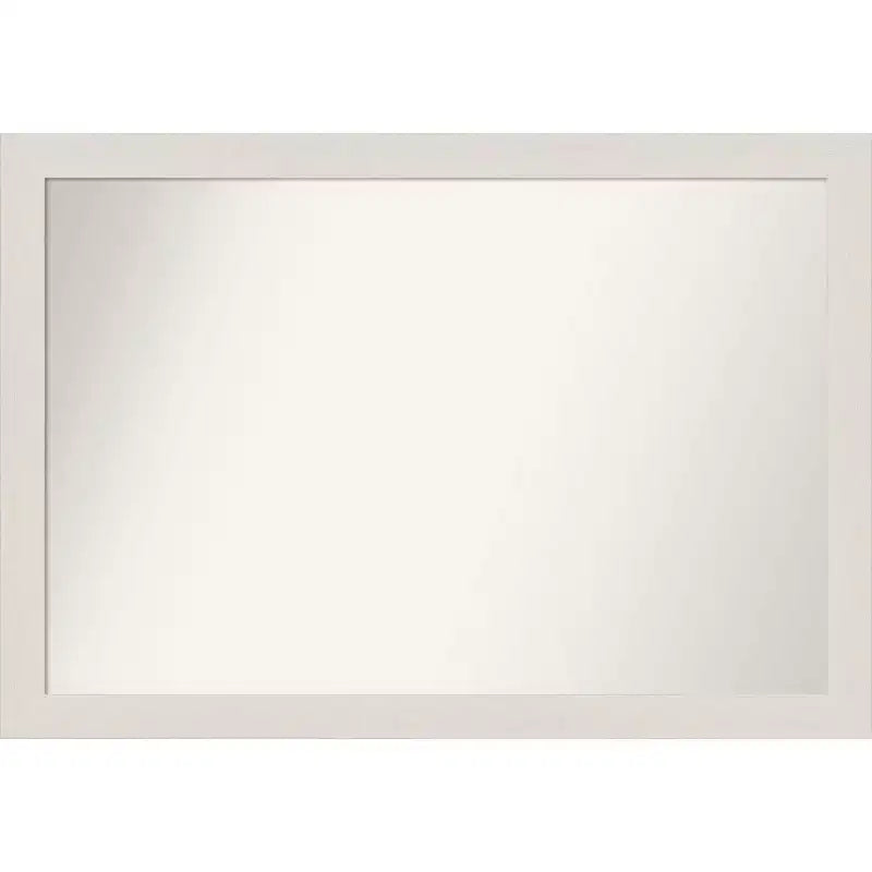 40" x 28" Non-Beveled Rustic Plank White Narrow Bathroom Wall Mirror - Amanti Art: Includes Mounting Hardware