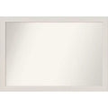 40" x 28" Non-Beveled Rustic Plank White Narrow Bathroom Wall Mirror - Amanti Art: Includes Mounting Hardware