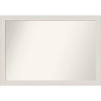40" x 28" Non-Beveled Rustic Plank White Narrow Bathroom Wall Mirror - Amanti Art: Includes Mounting Hardware