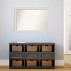 Specchio da parete per bagno stretto, rustico, non smussato, con doghe bianche, 40" x 28" -: Ferramenta di montaggio inclusa