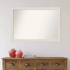 Specchio da parete per bagno stretto, rustico, non smussato, con doghe bianche, 40" x 28" -: Ferramenta di montaggio inclusa