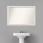 Specchio da parete per bagno stretto, rustico, non smussato, con doghe bianche, 40" x 28" -: Ferramenta di montaggio inclusa