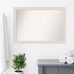 Specchio da parete per bagno stretto, rustico, non smussato, con doghe bianche, 40" x 28" -: Ferramenta di montaggio inclusa