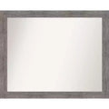 Amanti Art 32" x 26" Non-Beveled Pinstripe Plank Gray Narrow Bathroom Wall Mirror: Modern Rectangle, Polystyrene Frame, Wall Mounted