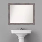 Specchio da parete rettangolare moderno 32" x 26" senza smussatura Pinstripe Plank Gray Narrow per bagno: Cornice in polistirene, da parete