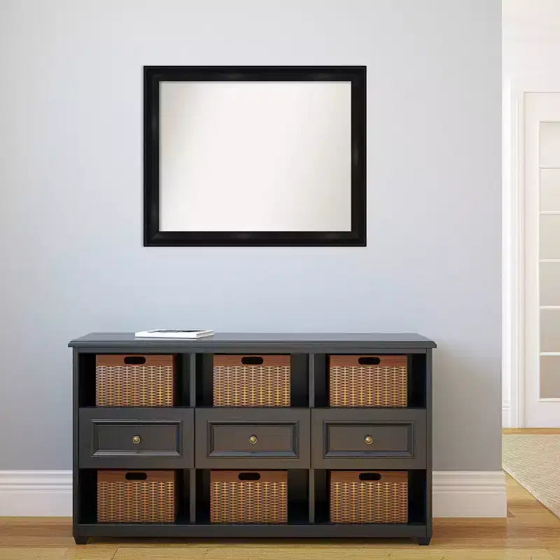 Specchio da parete nero stretto Grand non smussato 32" x 26"