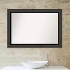 Specchio da parete per bagno nero tuxedo non smussato 41" x 29" -: rettangolare moderno, cornice in polistirene, a parete