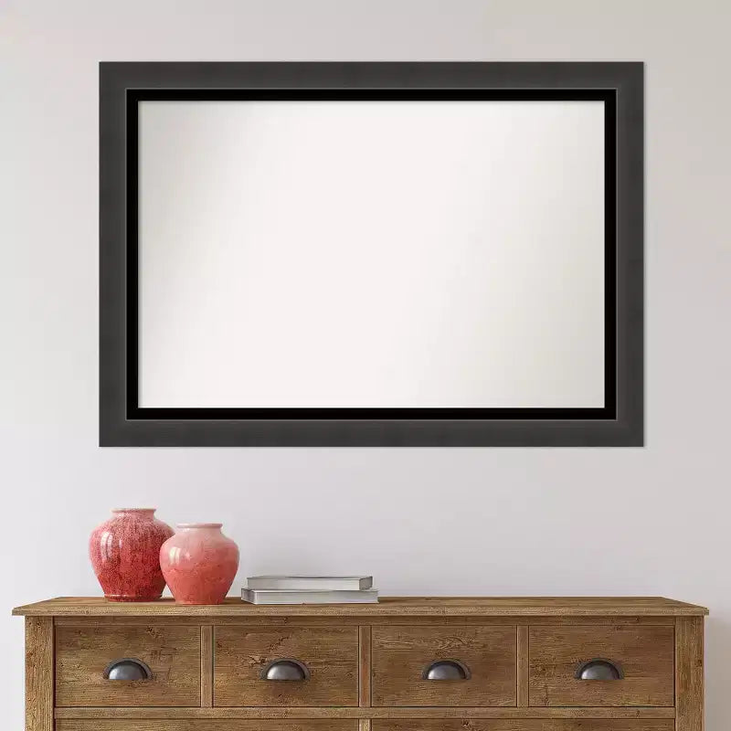 Specchio da parete per bagno nero tuxedo non smussato 41" x 29" -: rettangolare moderno, cornice in polistirene, a parete