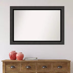 Specchio da parete per bagno nero tuxedo non smussato 41" x 29" -: rettangolare moderno, cornice in polistirene, a parete