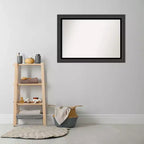 Specchio da parete per bagno nero tuxedo non smussato 41" x 29" -: rettangolare moderno, cornice in polistirene, a parete