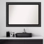 Specchio da parete per bagno nero tuxedo non smussato 41" x 29" -: rettangolare moderno, cornice in polistirene, a parete