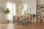 Set da pranzo Alexis a 7 pezzi in legno imbottito stile moderno di metà secolo