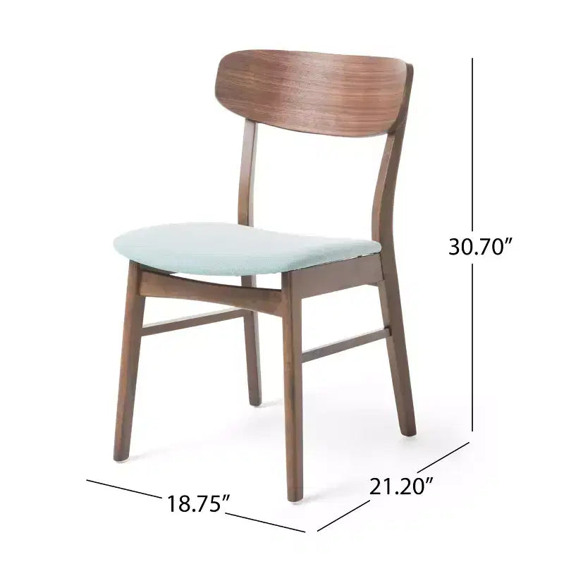 Set da pranzo Alexis a 7 pezzi in legno imbottito stile moderno di metà secolo