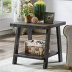 Roundhill Furniture Athens Contemporary Replicated Wood Shelf End Table in Charcoal Finish