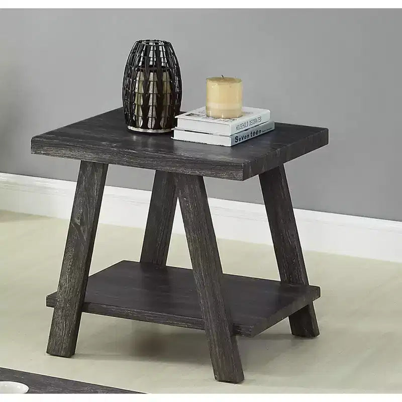 Tavolino finale con ripiano Roundhill Furniture Athens Contemporary in legno replicato con finitura color antracite