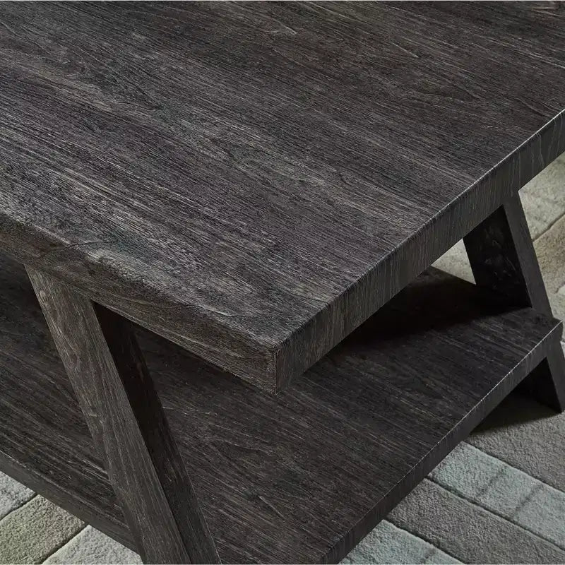 Tavolino finale con ripiano Roundhill Furniture Athens Contemporary in legno replicato con finitura color antracite