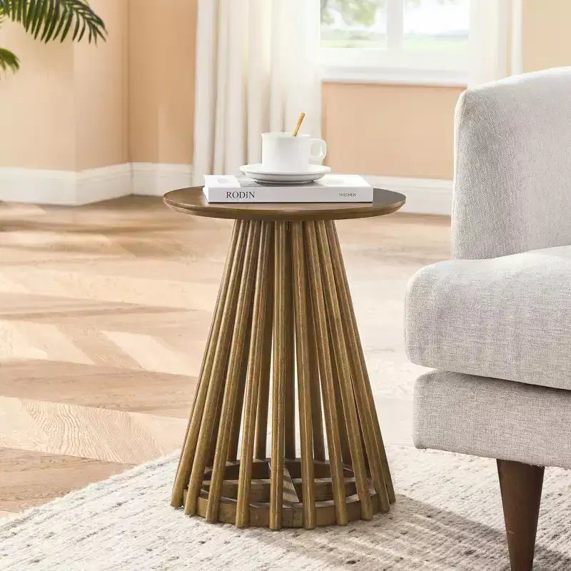 Tavolino rotondo in legno AndMakers da 15,75 pollici
