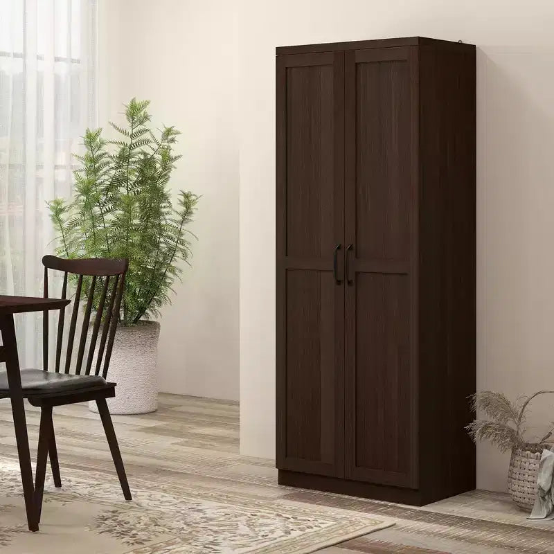 Dispensa da Cucina, Armadio a Colonna Indipendente a 5 Ripiani con 2 Scaffali Regolabili per Sala da Pranzo, Soggiorno