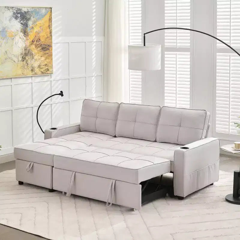 Divano a L convertibile HYLEORY con letto estraibile, divano letto con chaise longue reversibile per soggiorno, appartamento, camera da letto, ufficio