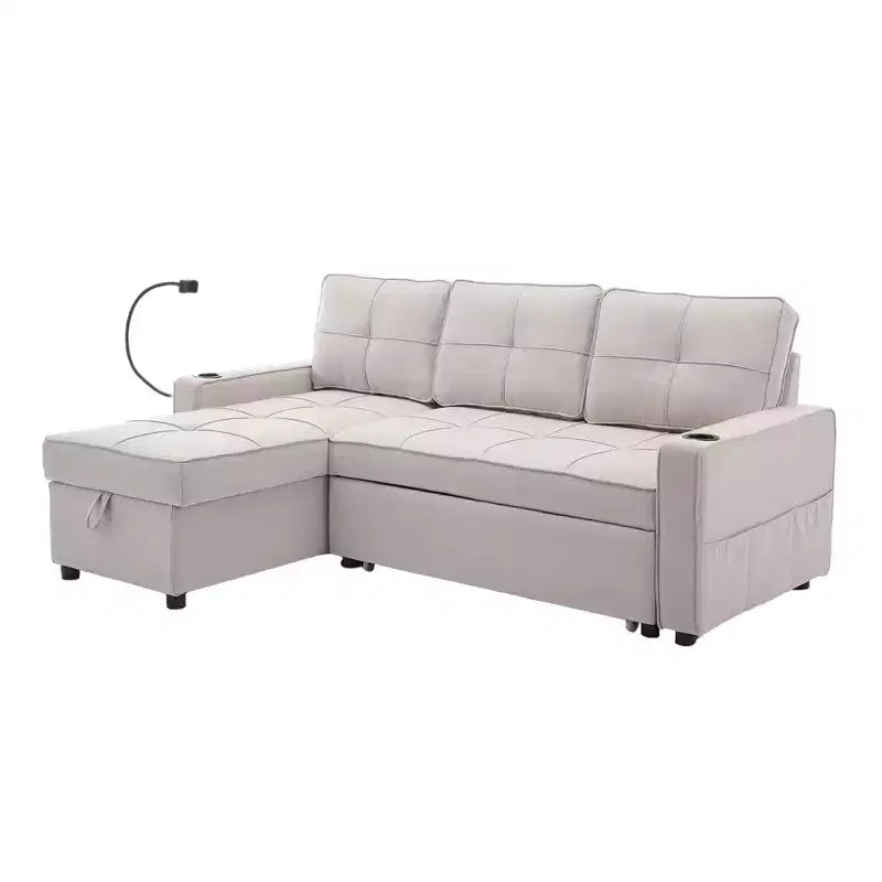 Divano a L convertibile HYLEORY con letto estraibile, divano letto con chaise longue reversibile per soggiorno, appartamento, camera da letto, ufficio