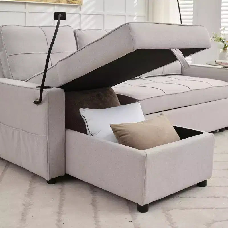 Divano a L convertibile HYLEORY con letto estraibile, divano letto con chaise longue reversibile per soggiorno, appartamento, camera da letto, ufficio