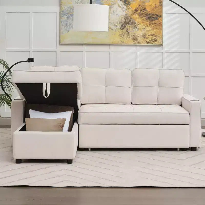 Divano a L convertibile HYLEORY con letto estraibile, divano letto con chaise longue reversibile per soggiorno, appartamento, camera da letto, ufficio