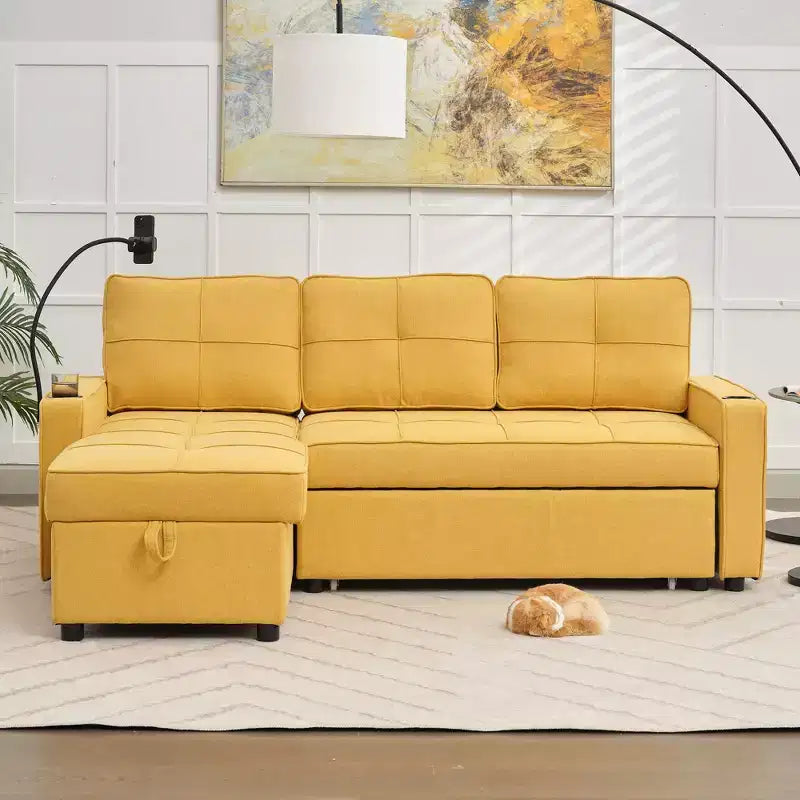 Divano a L convertibile HYLEORY con letto estraibile, divano letto con chaise longue reversibile per soggiorno, appartamento, camera da letto, ufficio