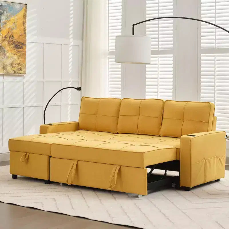Divano a L convertibile HYLEORY con letto estraibile, divano letto con chaise longue reversibile per soggiorno, appartamento, camera da letto, ufficio