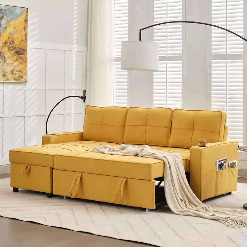 Divano a L convertibile HYLEORY con letto estraibile, divano letto con chaise longue reversibile per soggiorno, appartamento, camera da letto, ufficio
