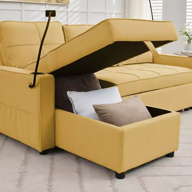 Divano a L convertibile HYLEORY con letto estraibile, divano letto con chaise longue reversibile per soggiorno, appartamento, camera da letto, ufficio