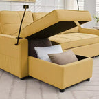 Divano a L convertibile HYLEORY con letto estraibile, divano letto con chaise longue reversibile per soggiorno, appartamento, camera da letto, ufficio