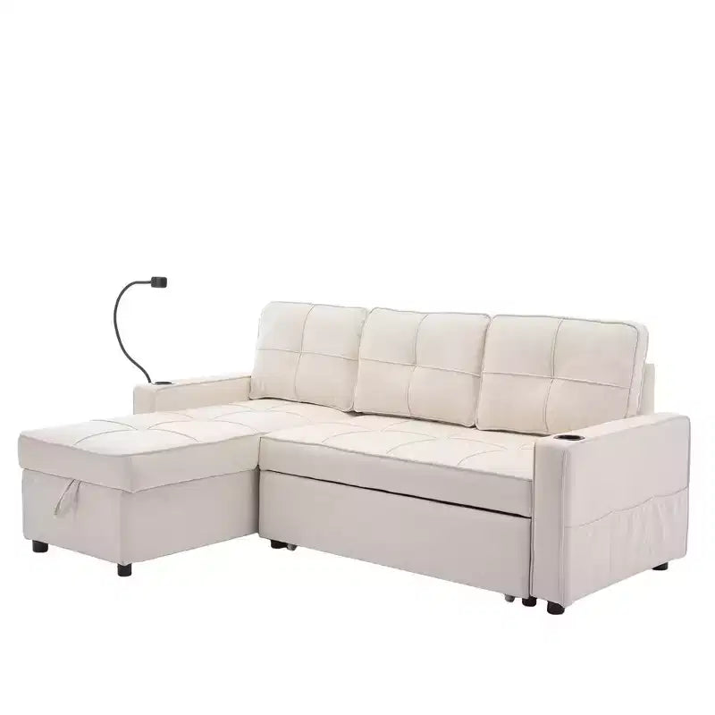 Divano a L convertibile HYLEORY con letto estraibile, divano letto con chaise longue reversibile per soggiorno, appartamento, camera da letto, ufficio