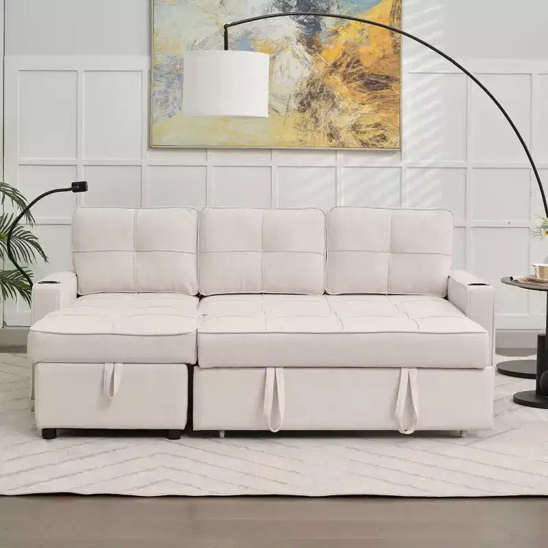 Divano a L convertibile HYLEORY con letto estraibile, divano letto con chaise longue reversibile per soggiorno, appartamento, camera da letto, ufficio