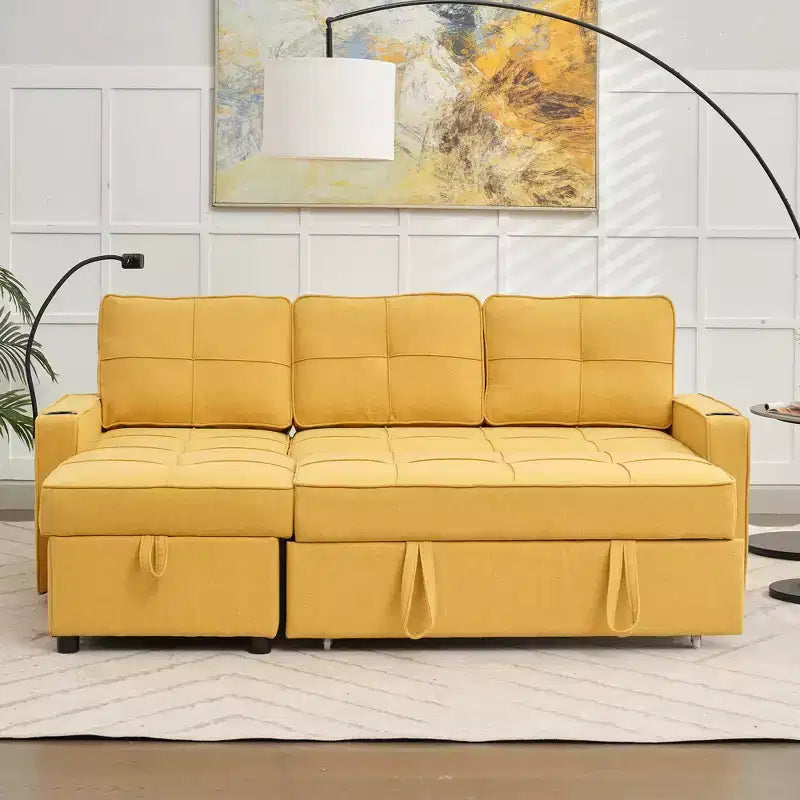 Divano a L convertibile HYLEORY con letto estraibile, divano letto con chaise longue reversibile per soggiorno, appartamento, camera da letto, ufficio