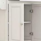 Carrello da Cucina con Piano a Scomparsa, con Ruote, Piano in Legno Massello per Colazione, con Cassetti, Armadietti e Porta Spezie